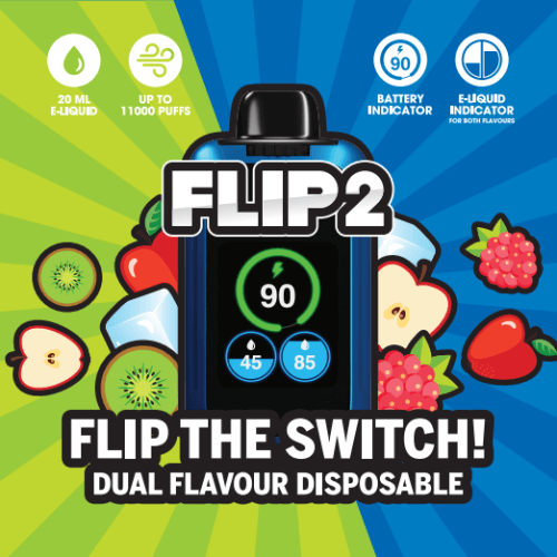 Flip 2 Disposable Vape 11000 Puffs Flip 2 Dual Flavour Vape flavors Bliss Vape shop toronto Canada Ontario St Clair Vape