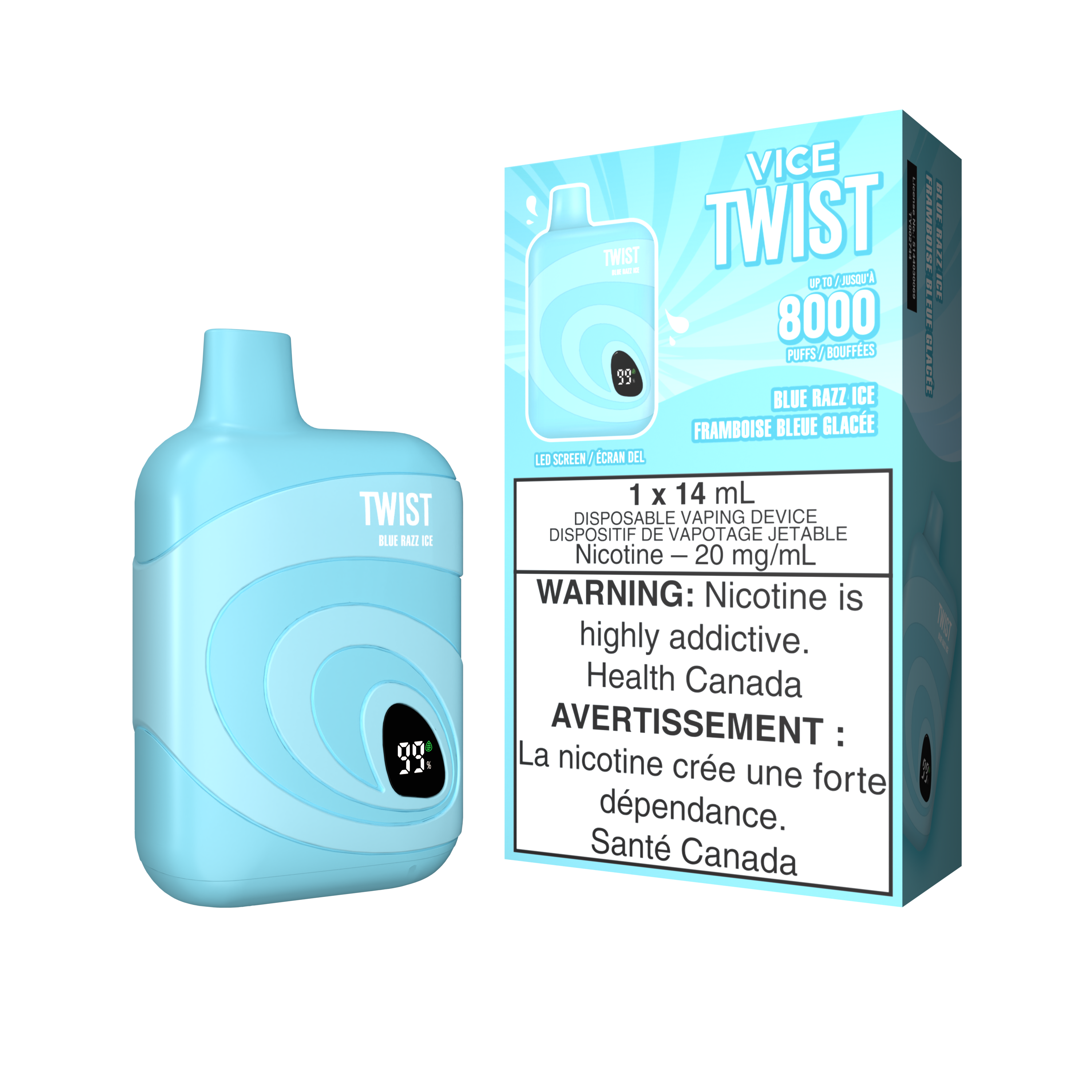Blue razz ice - Vice twist 8000 puffs disposable vape